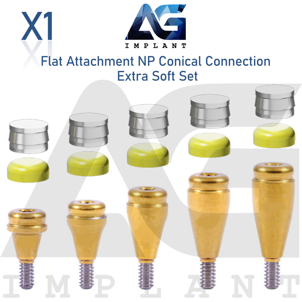 Flat Attachment Abutment Extra Soft Silicone Set NP Conical Connection