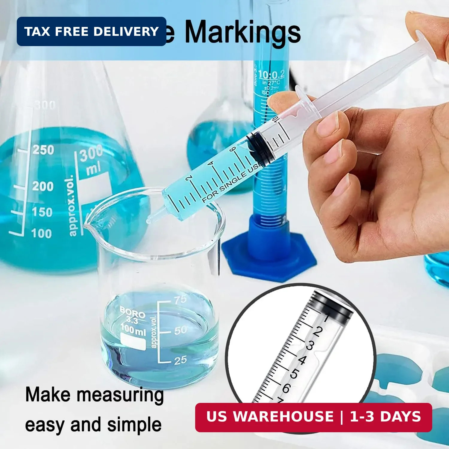 10ml Syringe for Liquid, 10cc Syringes Without Needle, Individually Wrapped, Pac