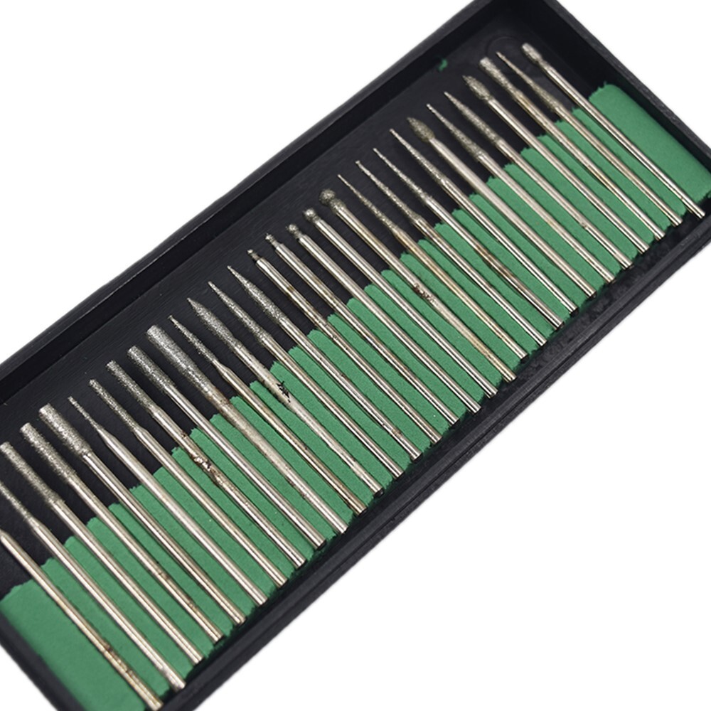 30 Pcs Dental Diamond Burs Millers Stainless Steel Drill Jewelers Rotary 2.35mm