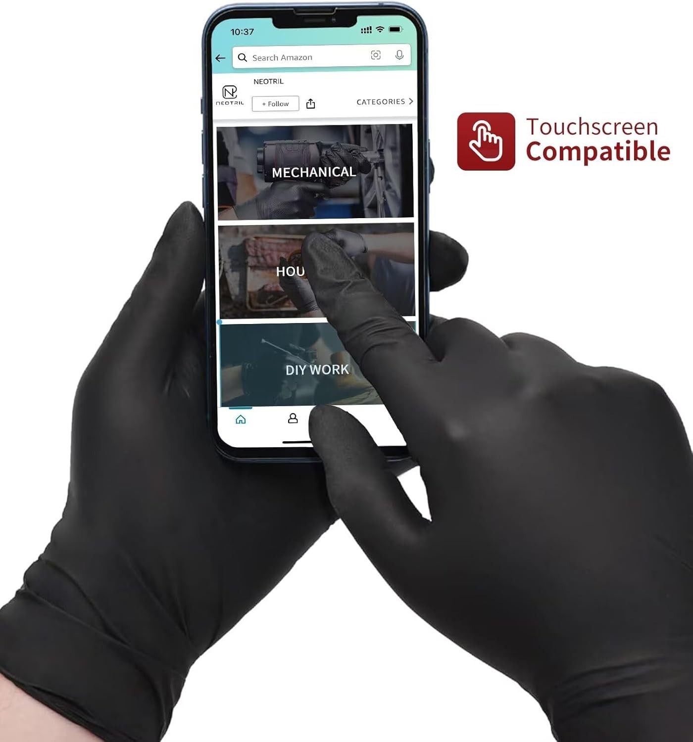 Comfortable, Heavy Duty Nitrile Gloves – 6 Mil Black, Perfect for Sensitive Skin