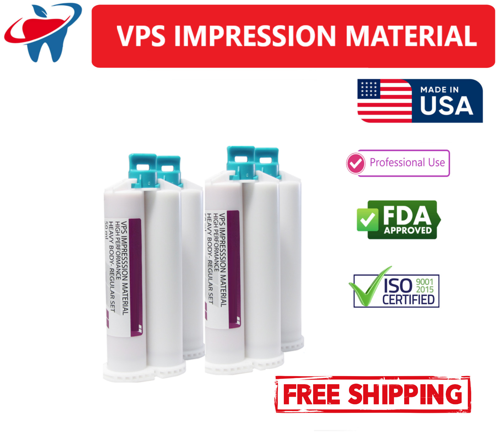 Dental VPS Impression Material Light /Heavy/ Body /Alginate PVS Upto 30 Cartidge