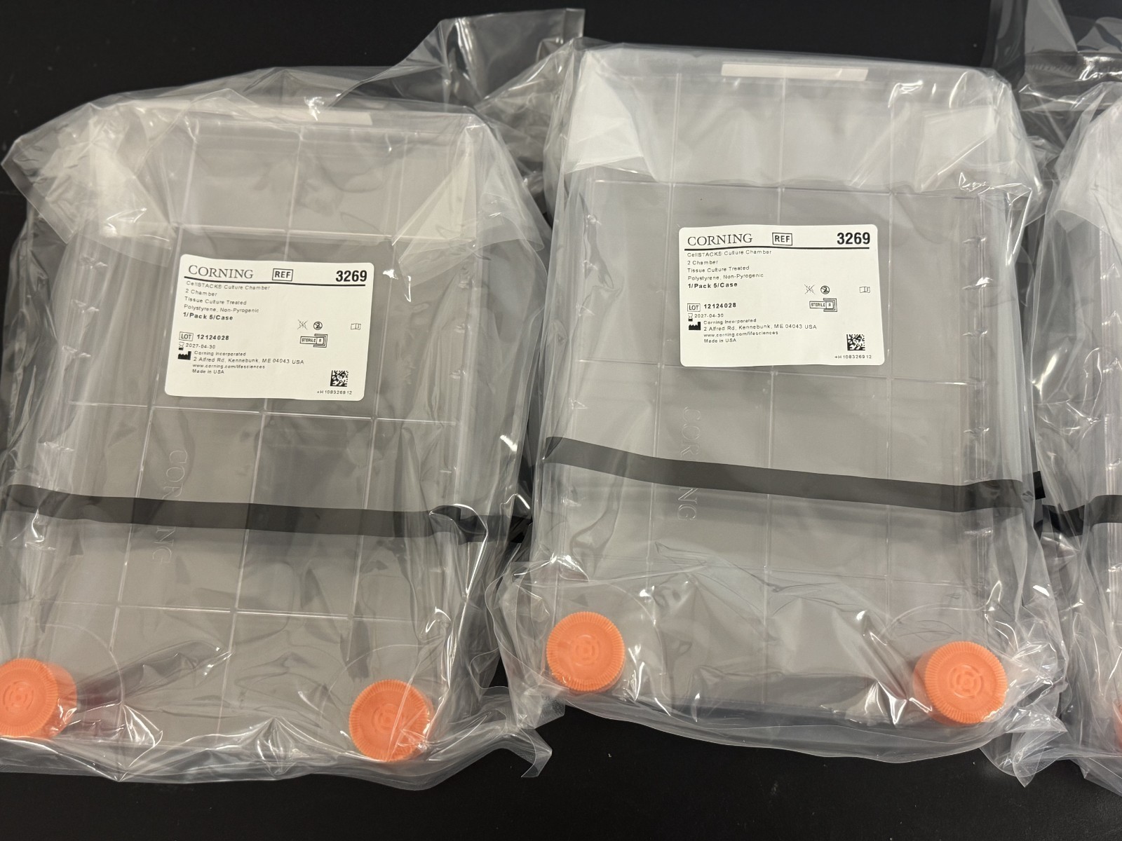 CORNING 3269 CellSTACK – 2 Chamber with Vent Caps SET OF 4, STERILE, UNEXPIRED