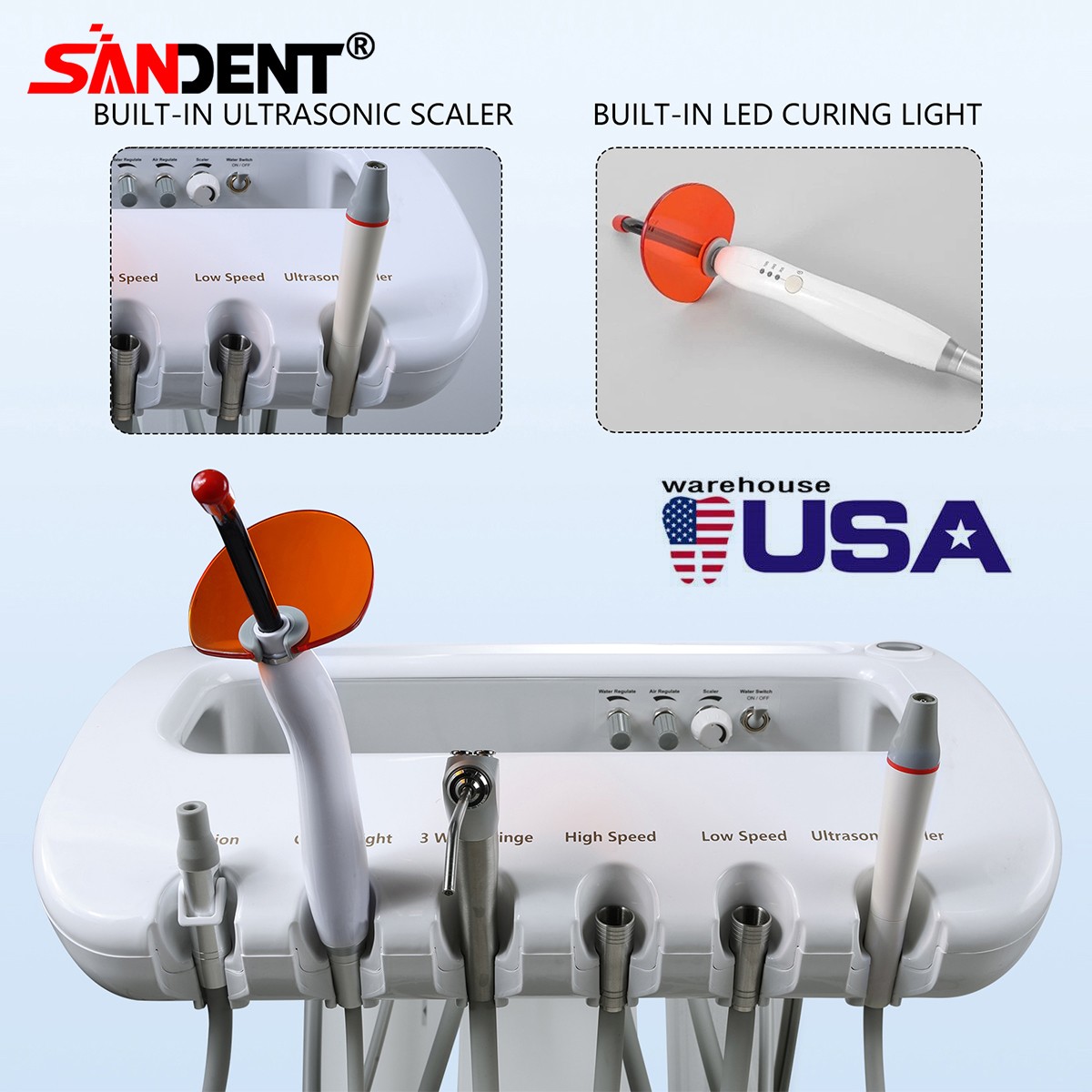 Portable Dental Delivery Unit Syringe Suction Turbine With Air Compressor 4Hole