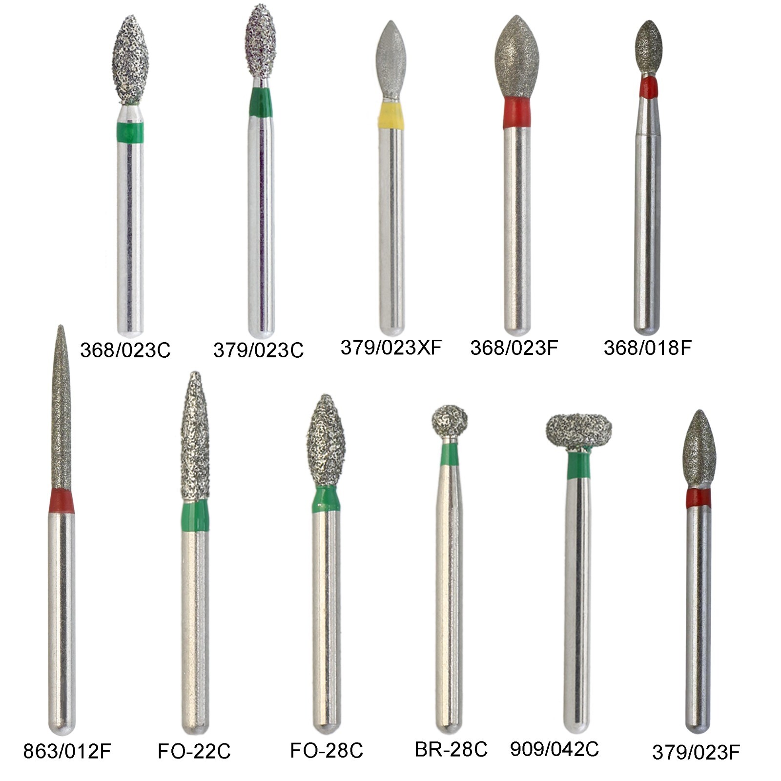 Dental Diamond Bur Football FG 368/023C 379/023 Egg Shape Coarse Fine High Speed