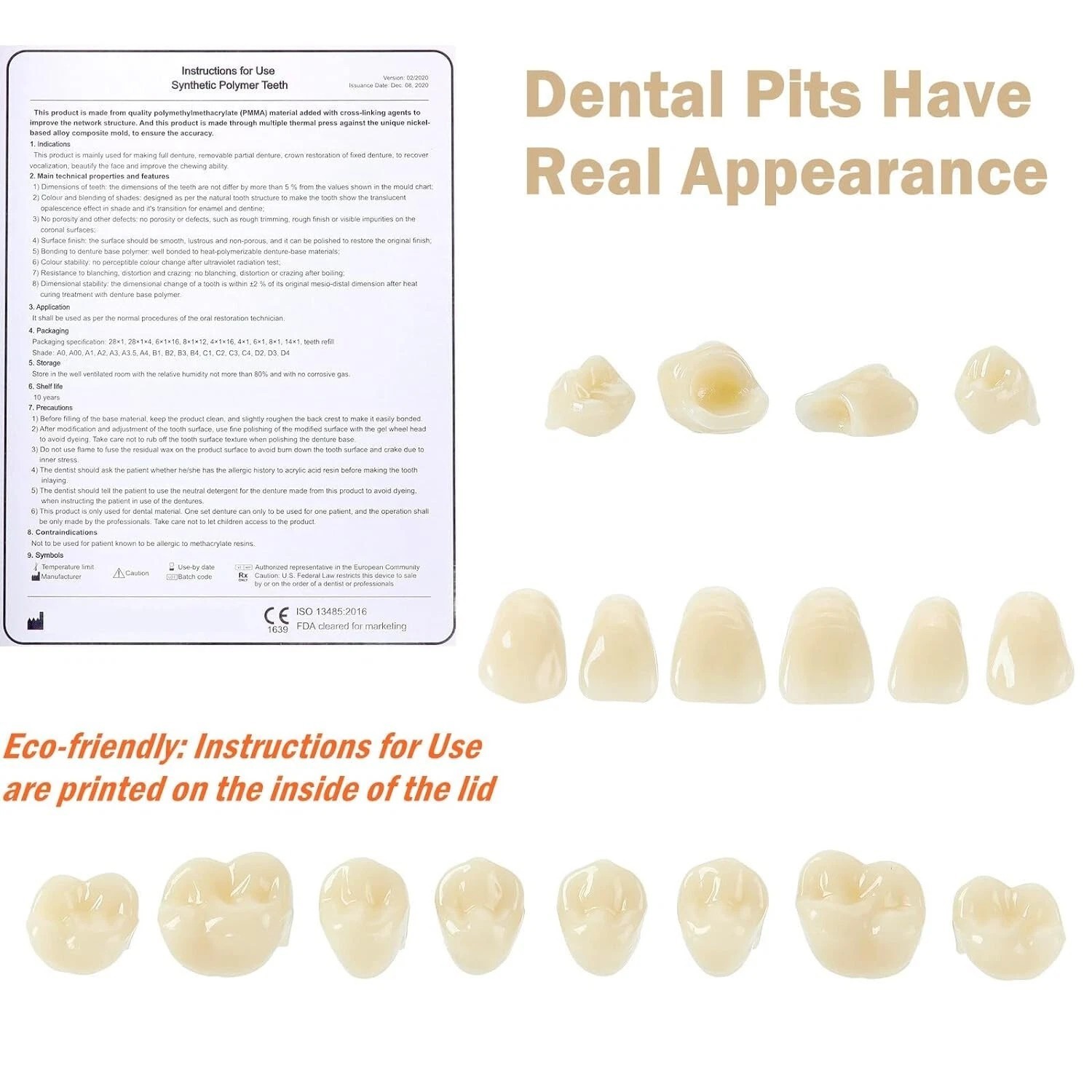 5 Set Dental Multi-Purpose Upper & Lower Resin Denture Teeth A2 -T8 Full Tool