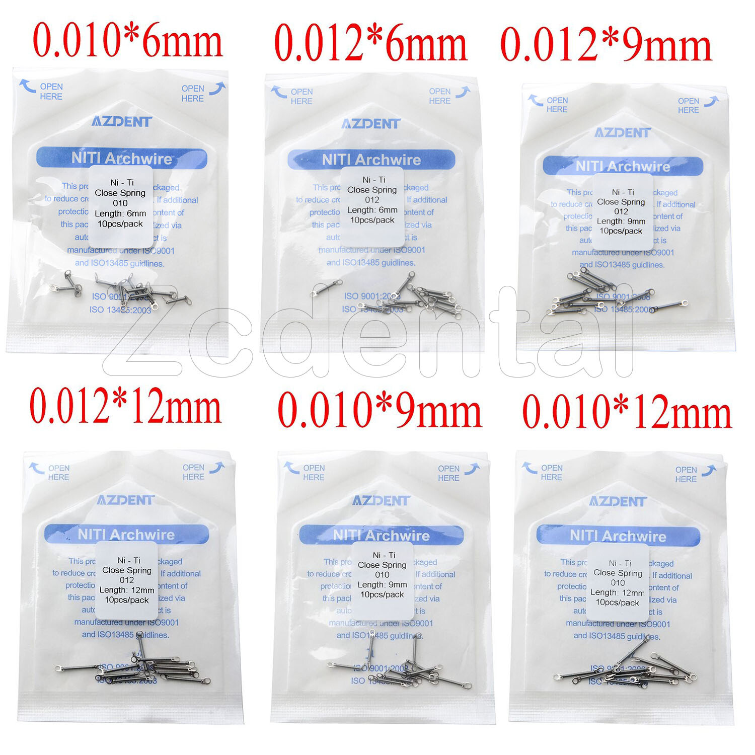 Ortodoncia dental Niti Resorte helicoidal cerrado de alta resistencia 10pcs/Pack
