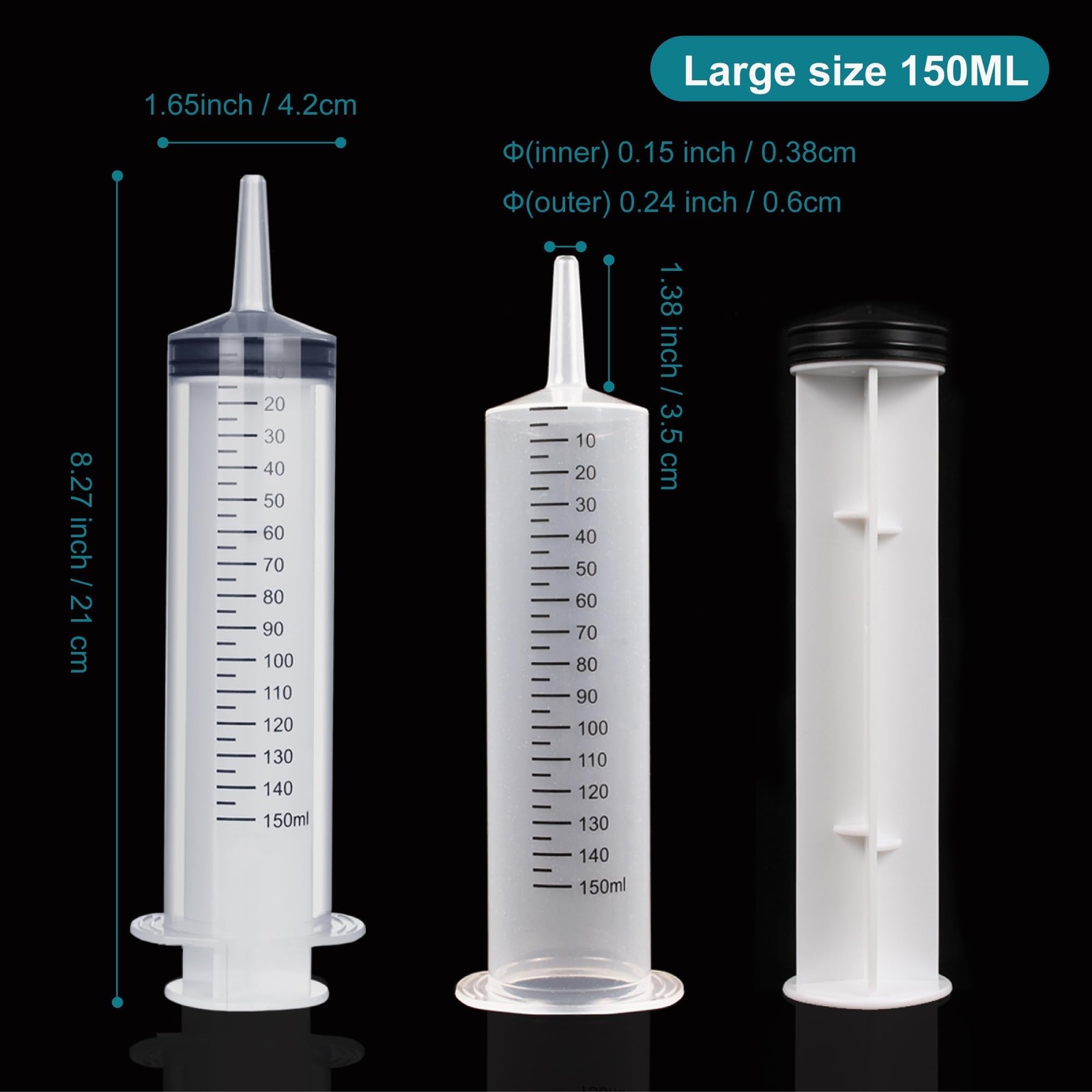 4Pack 150ml Large Syringe for Liquid – Big Plastic Syringes transparent