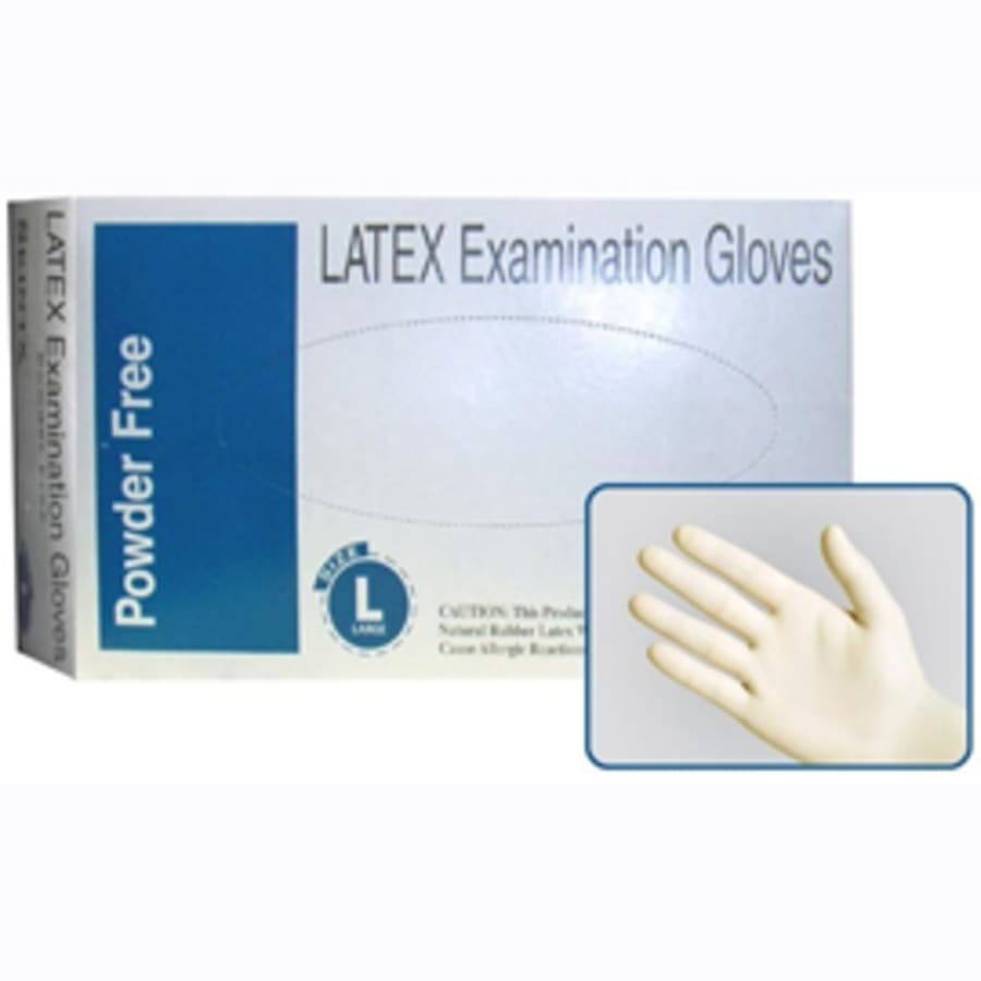 Latex Exam Gloves Non-Sterile Powder-Free Textured Large Box 100