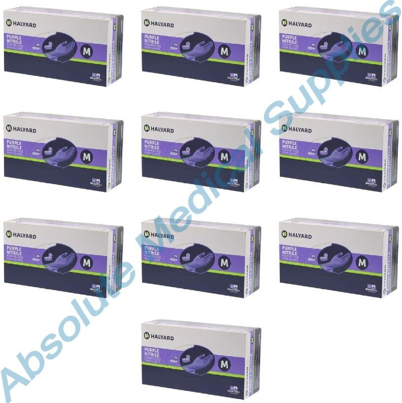 *1,000-Pieces* Halyard Purple Powder-Free Nitrile Exam Gloves Medium 55082
