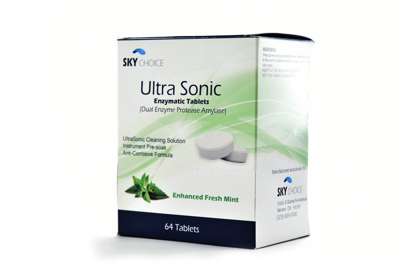 UltraSonic Tablets Dual Enzymatic Fresh Mint 64/Box Made in USA