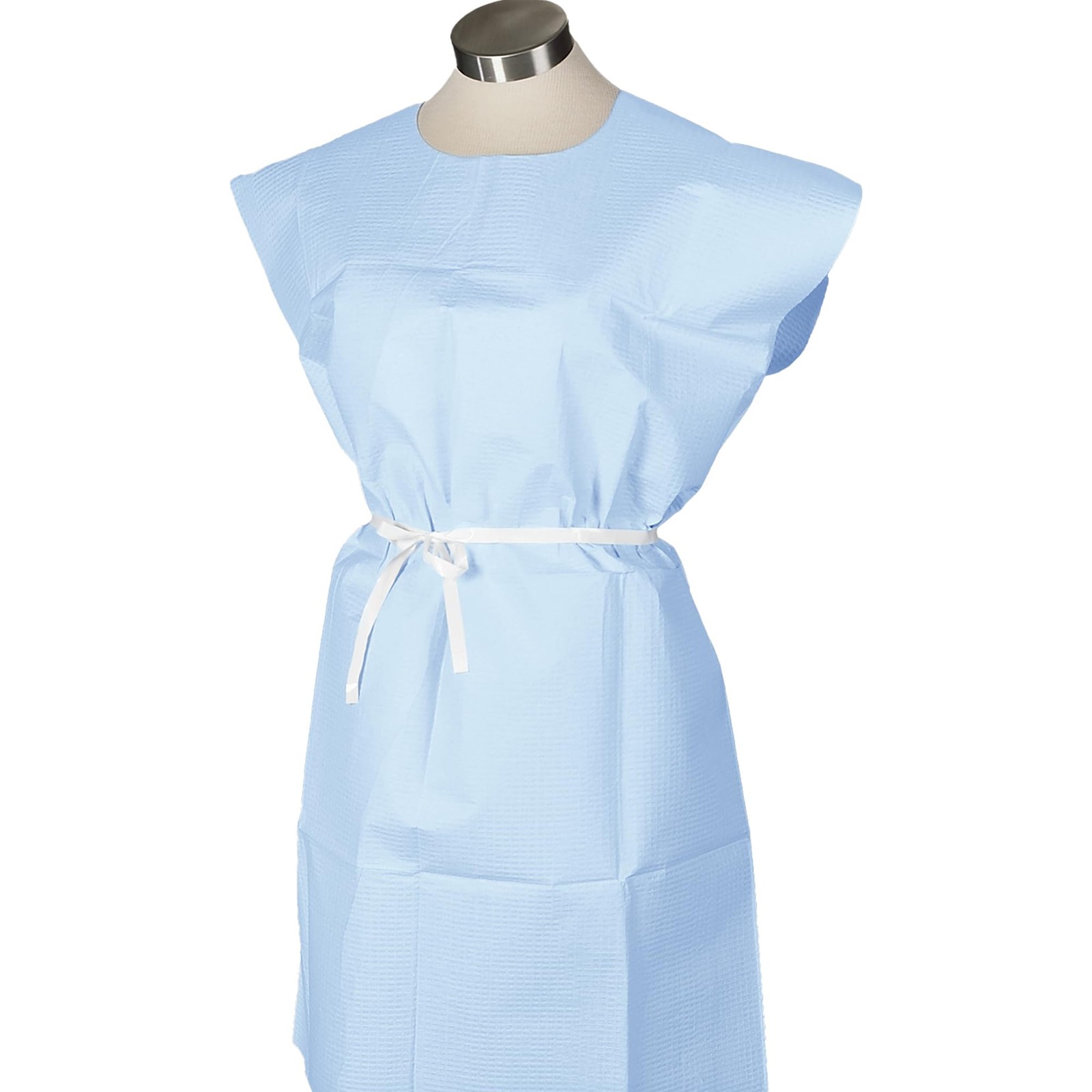 Blue Disposable Medical Gowns Open Back Waist Tie Short Sleeve Pack Of 50