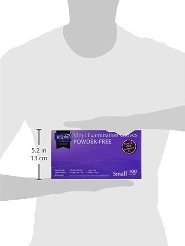 Inspire Exam Grade Powder & Latex Free Stretch Vinyl Gloves, Medium, White