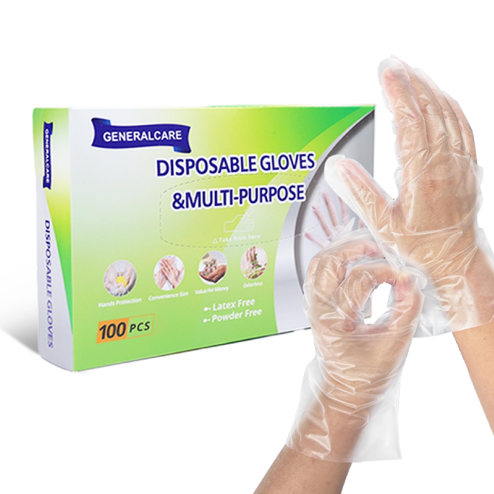 Disposable Plastic Gloves for Food Handling, Kitchen Cleaning, Universal Size