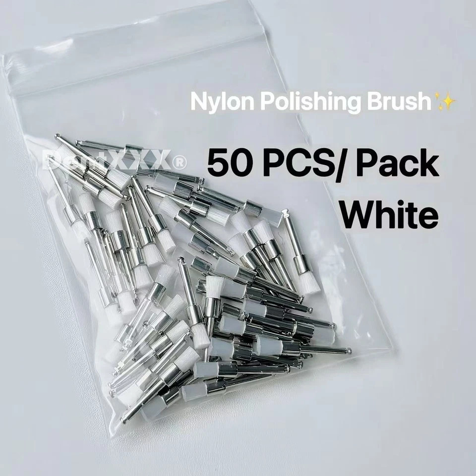 Dental White & Colorful Prophy Polishing Brush Nylon Flat Latch & Tapered 50 Pcs