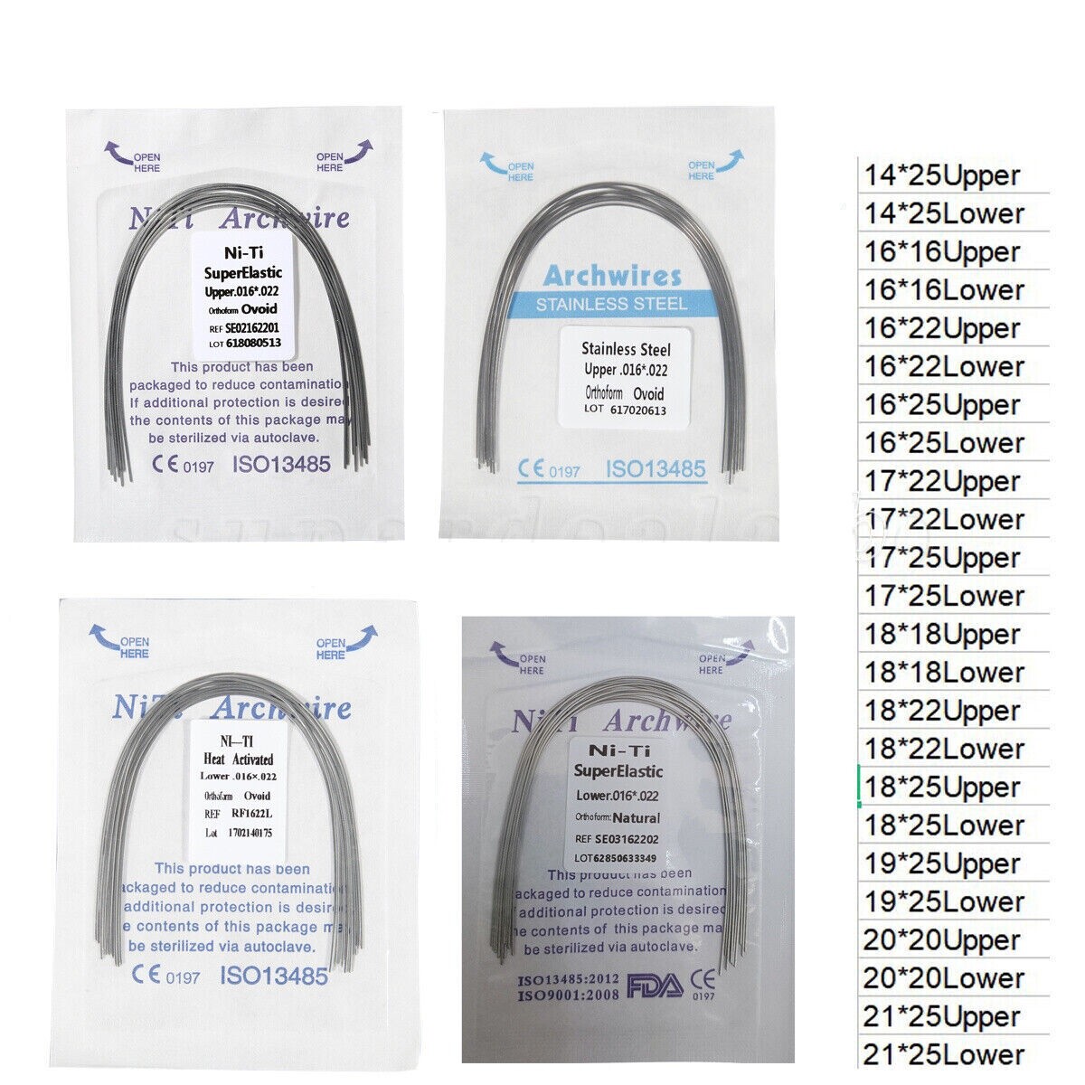 Dental Elastic Niti /Stainless Steel Rectangular Arch Wires Ovoid/Nature TS