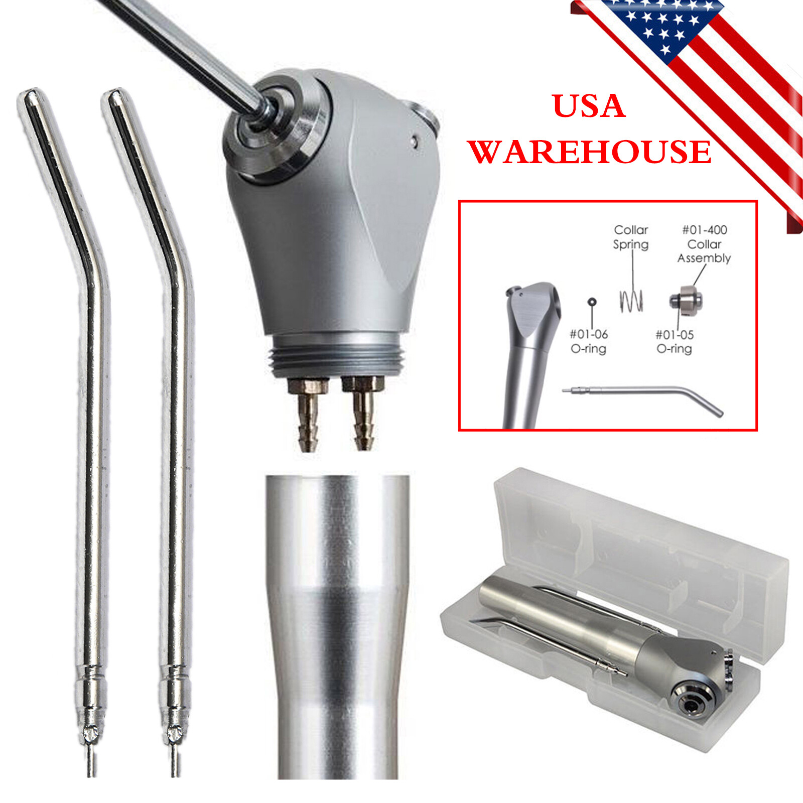 Dental 3 Way Air Water Spray Triple Syringe Handpiece+ 2* Nozzles Tips Tubes A/W