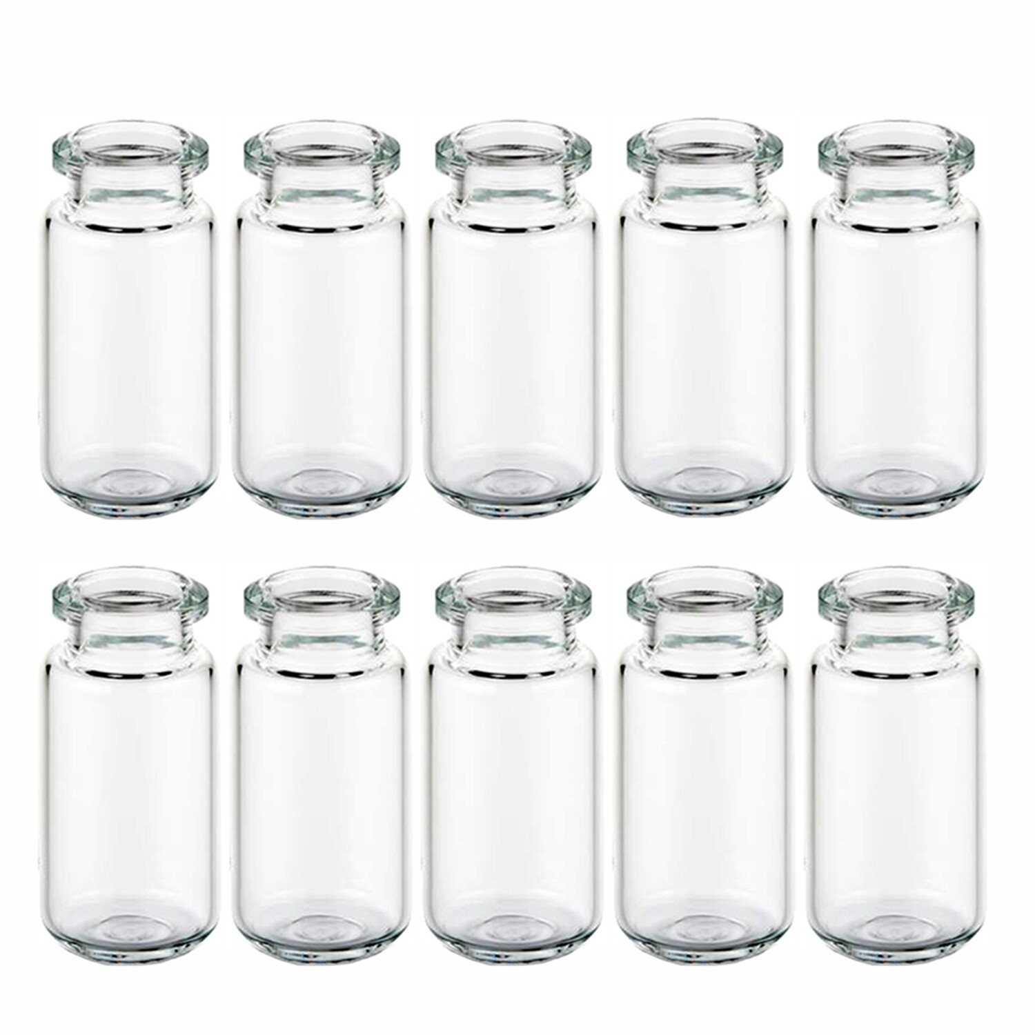 100PCS 10ml Sample Vials 20mm Clear Glass Bottles Caps Headspace Crimp Top HPLC