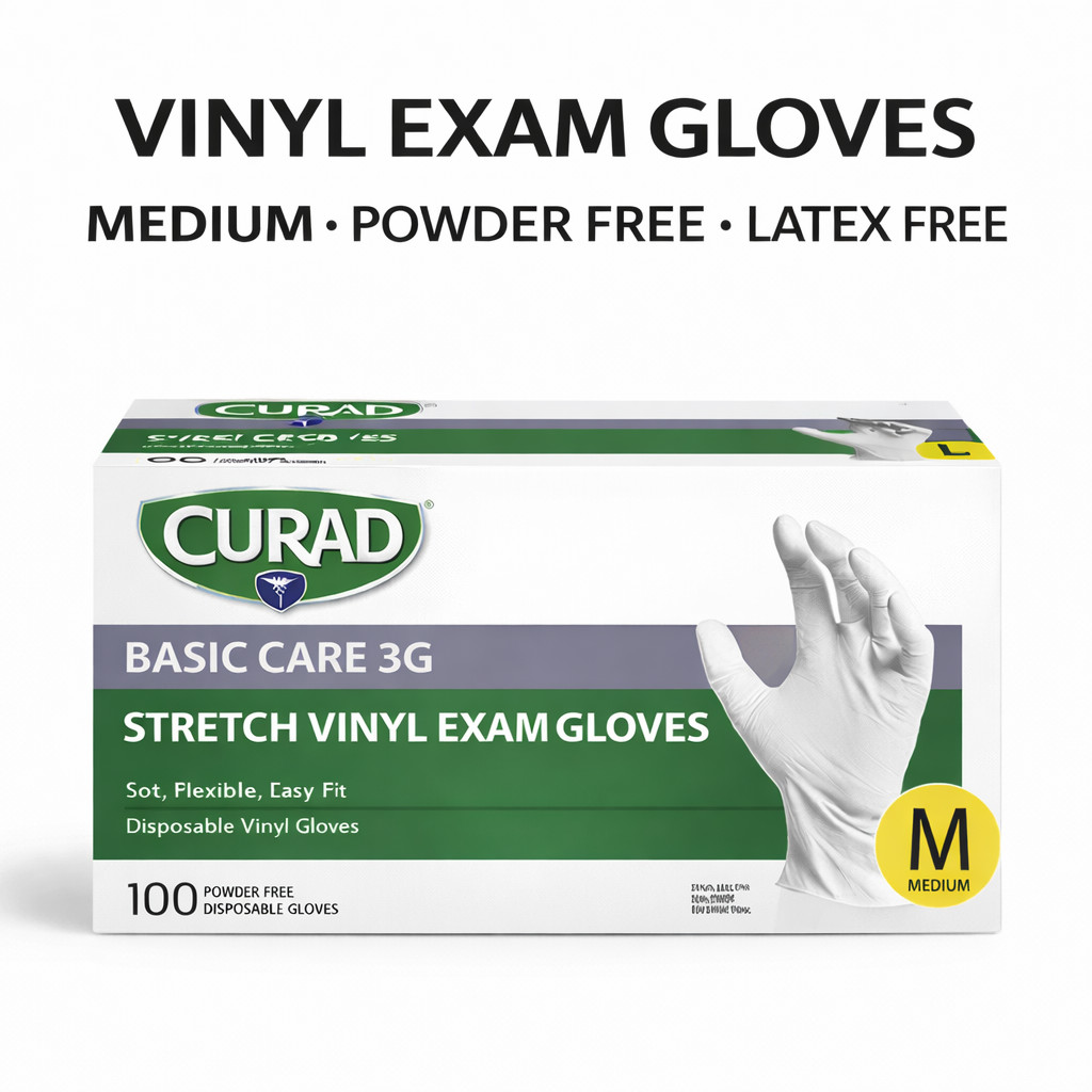 Medium Vinyl Exam Gloves Powder Free Latex Free Disposable Gloves Bulk Packs