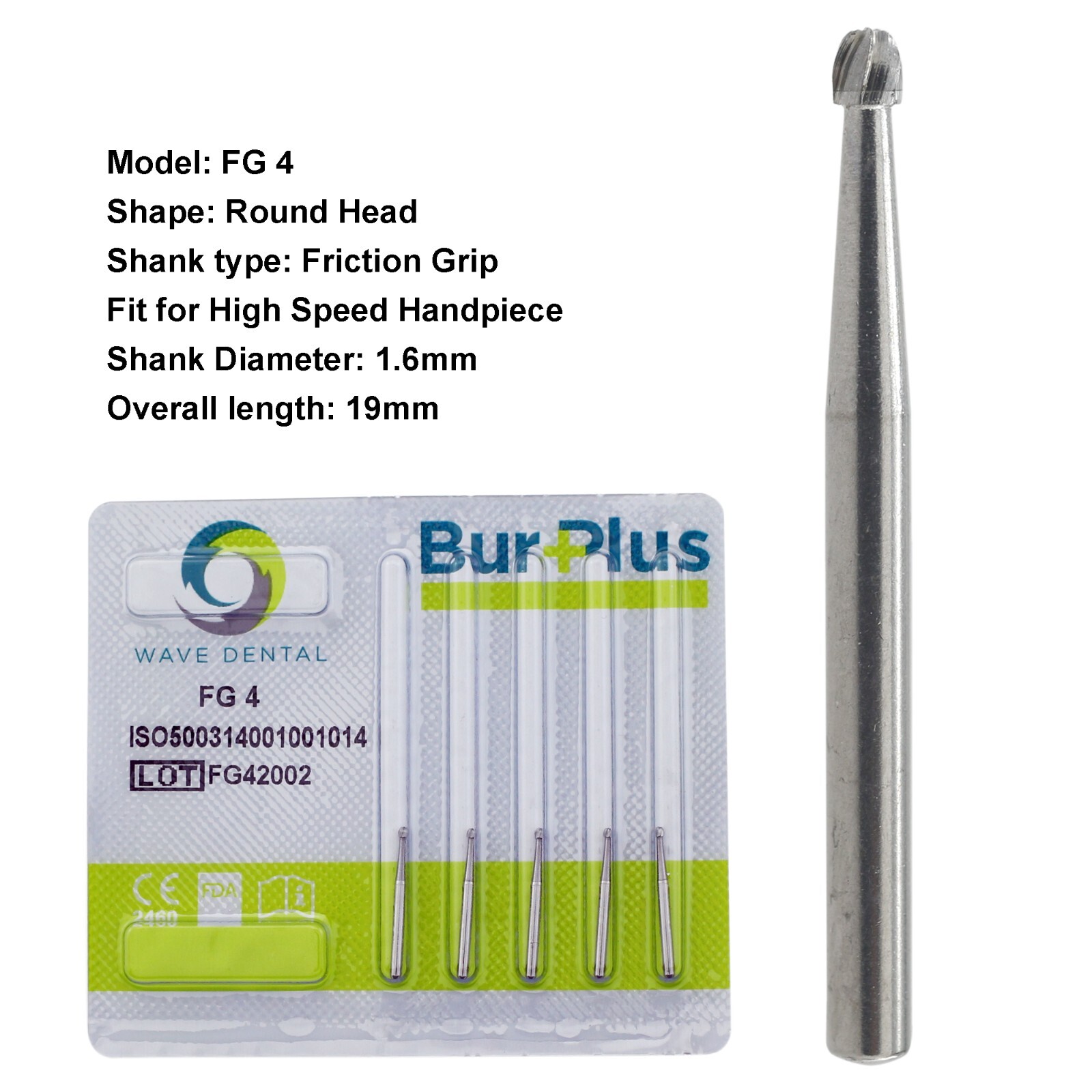 Wave Dental Carbide Burs FG 19mm Surgical FG SURG 25mm Latch RA Midwest HP