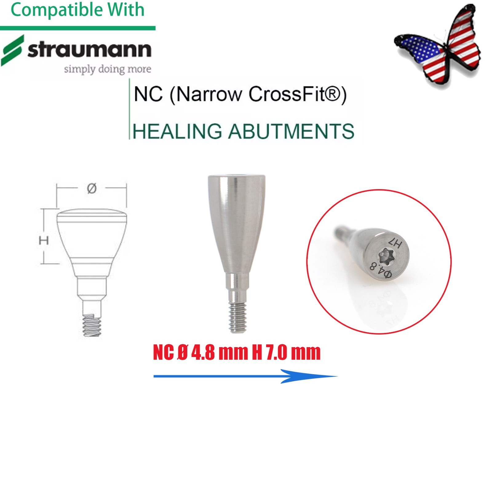 US Straumann ITI Bone Level Healing Abutment & Closure Screw Cap CrossFit BL/BLT