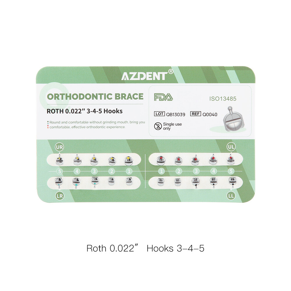 AZDENT Dental Orthodontic Q-type Bracket Spherical Braces ROTH/MBT 0.022 HK 345