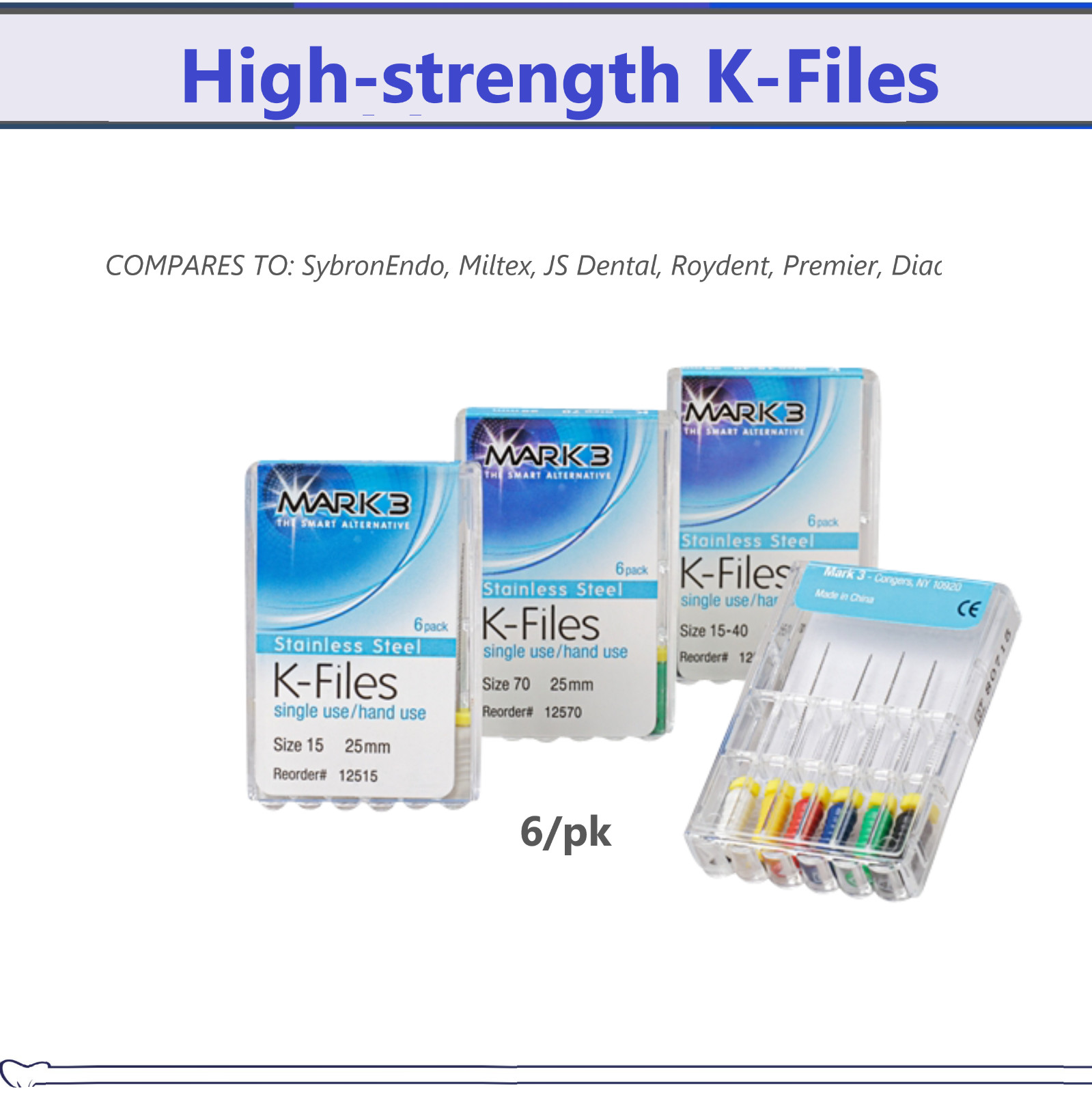 Dental Endo Hand Files Endo Root Canal K files Stainless Steel 21MM 25MM 31MM
