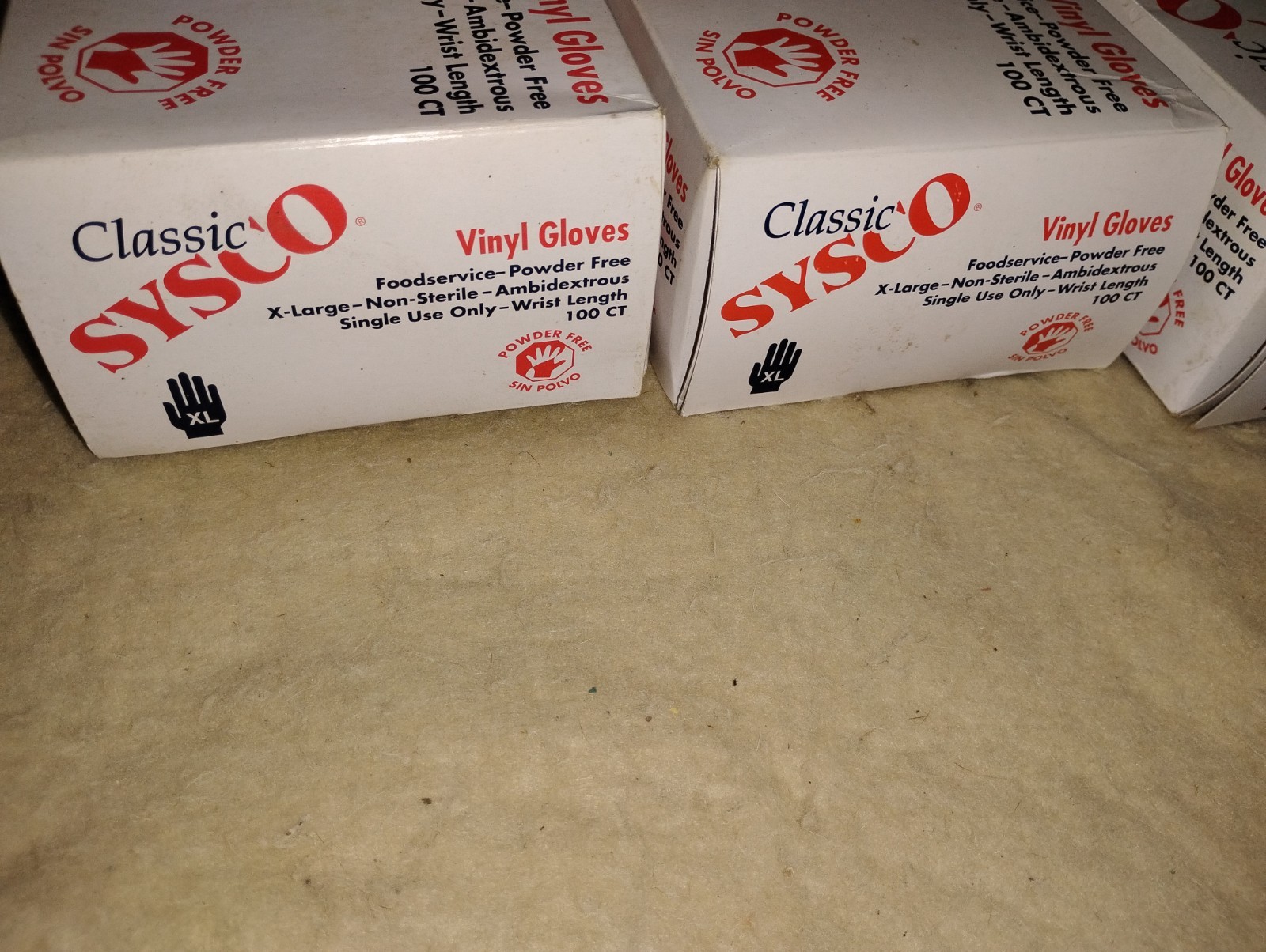 lot (10 boxes) SYSCO Performance Vinyl Gloves clear foodgrade XL POWDERFREE