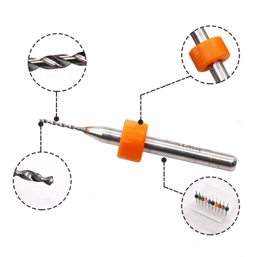Micro PCB Twist Drill Bits Tungsten Carbide 0.1mm-3.0mm CNC Engraving Burs