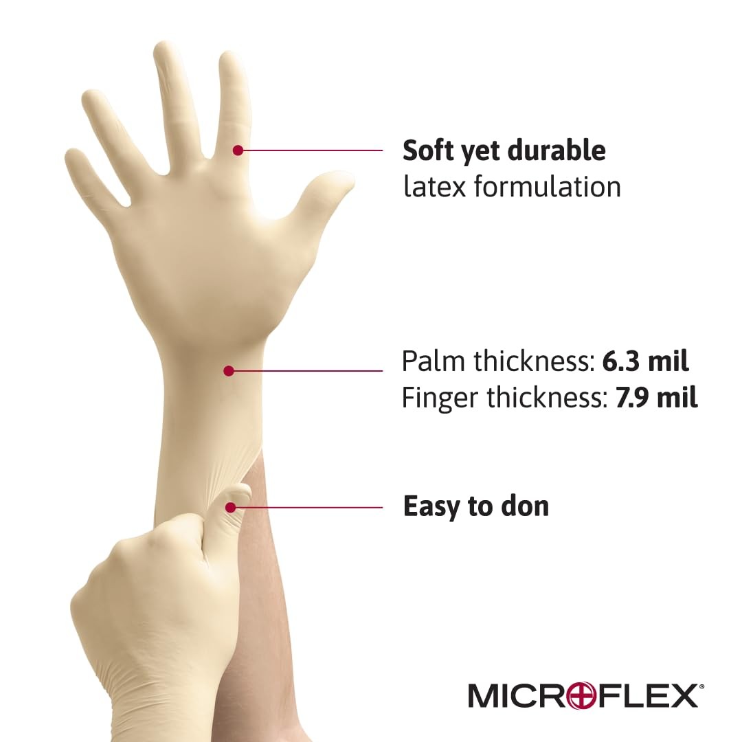 MICROFLEX Diamond Grip MF-300 Disposable Latex Gloves for Automotive, Healthc…