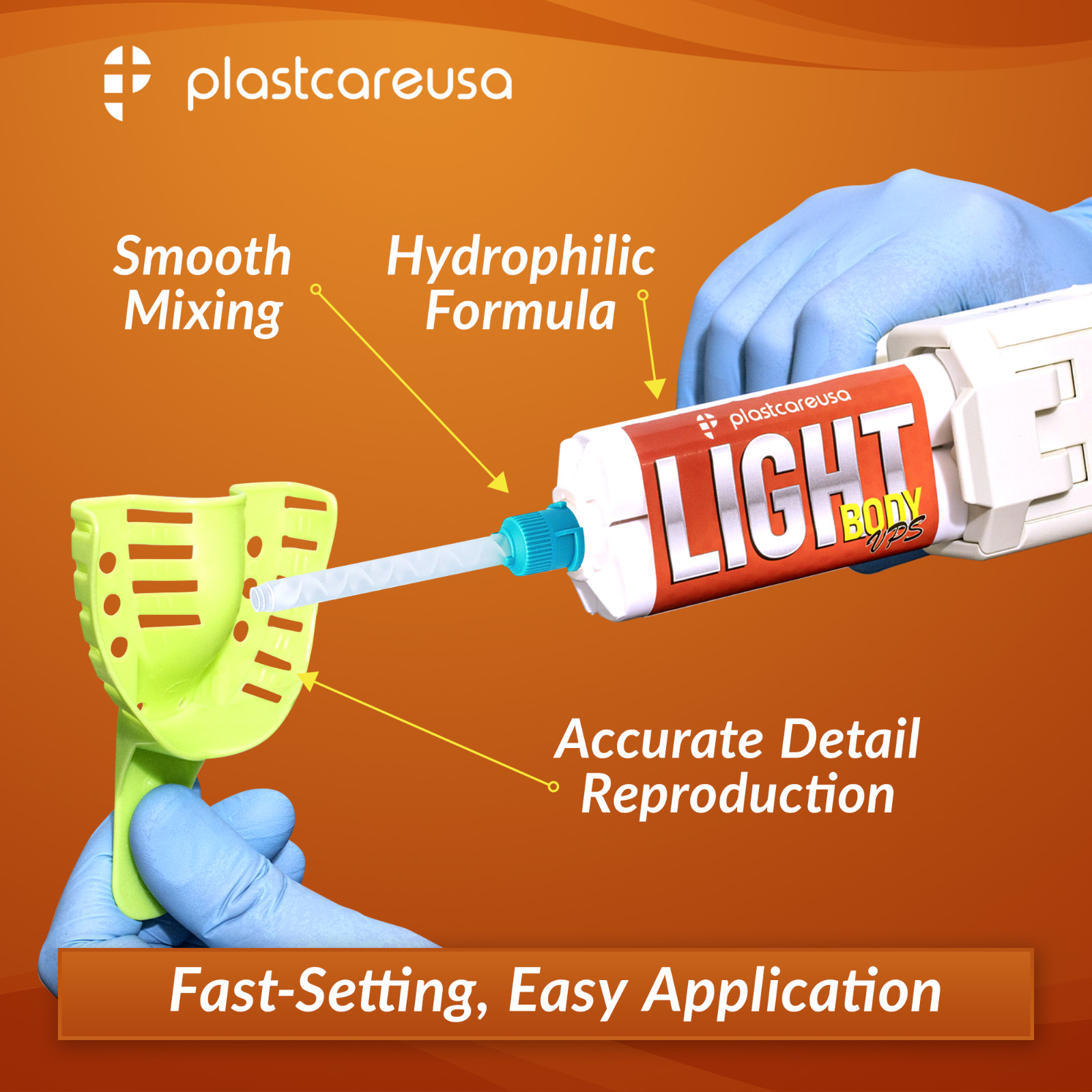 Dental Impression Material VPS Light Body Regular Set (2 Cartridge & 4 Tips) PVS