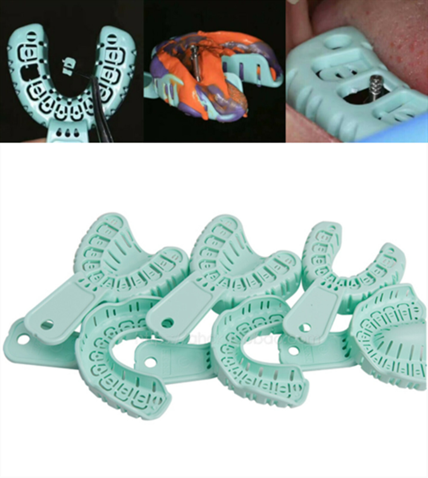 Dental Orthodontic Implant Plastic Disposable Trays Impression Green Upper+Lower