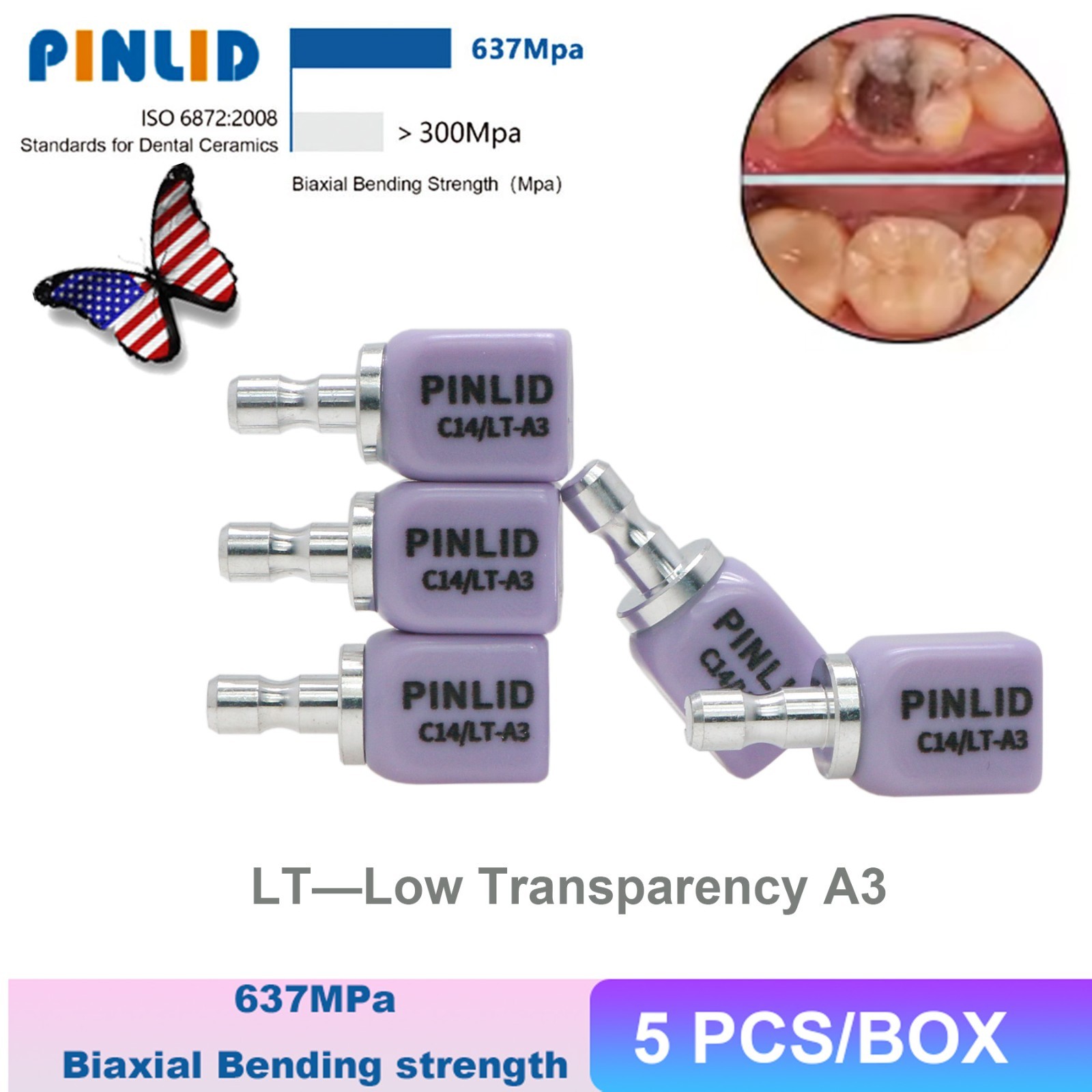 US LT Lithium Disilicate Blocks C14 Dental Glass Ceramic Cubes CAD CAlM Cerec