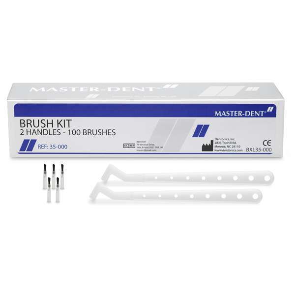 Master-Dent Applicator Brush Set: 2 Handles and 100 Brush Tips