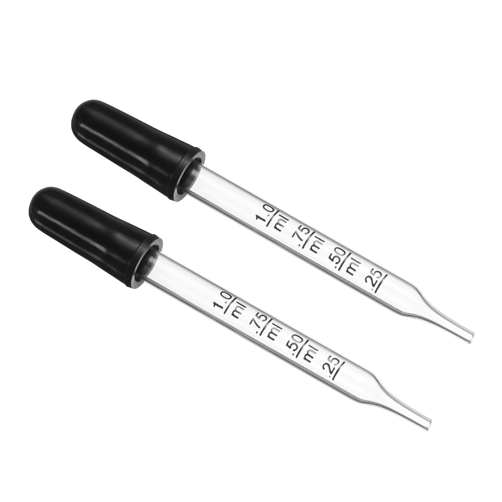 2 x Eye Dropper 1ml Glass Straight Tip Graduated Ear Dropper Rubber Bulb Clear
