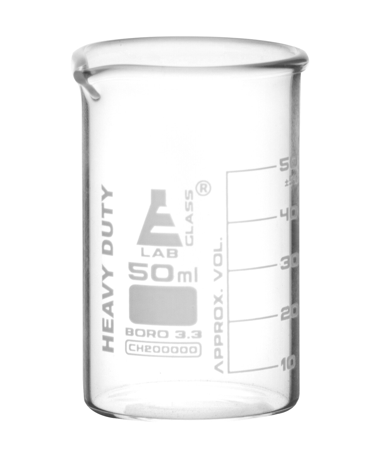 Heavy Duty Beaker, 50ml – 5mm Thick Walls – Borosilicate 3.3 Glass – Eisco Labs