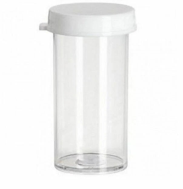 Plastic Snap Cap Vials #7 Dram Case of 910 Polystyrene 1 x 2 1/16 inches new nib