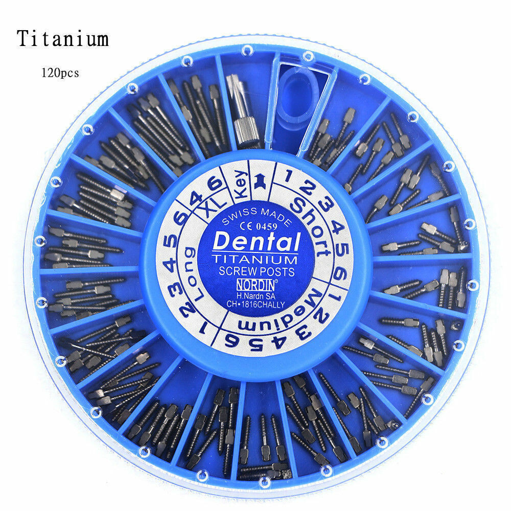 120Pcs/Box Dental Screw Post Kit Silver/Gold Plated/Titanium Endo Conical Pins