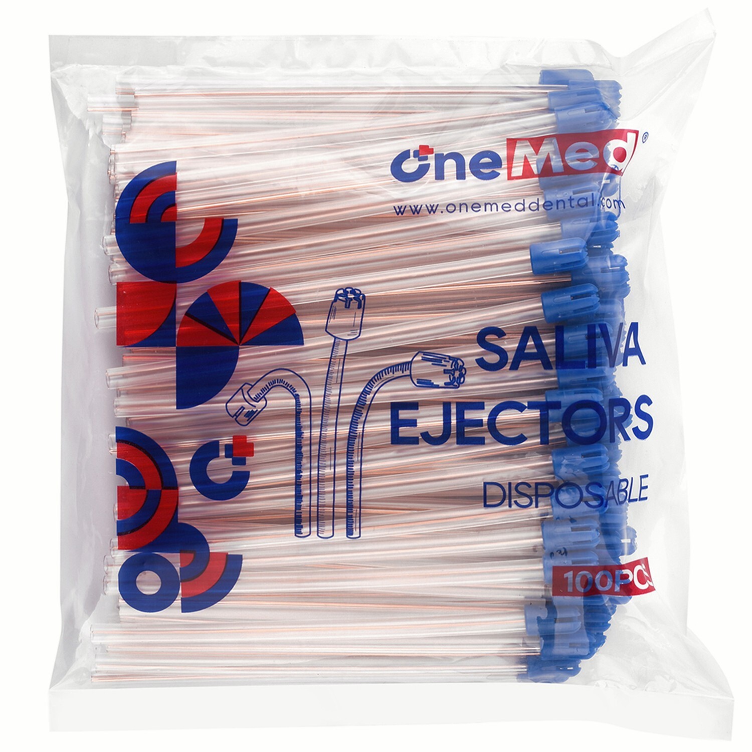 500(5 Bags) CLEAR/BLUE Disposable Dental Saliva Ejector Evacuation Suction Tips