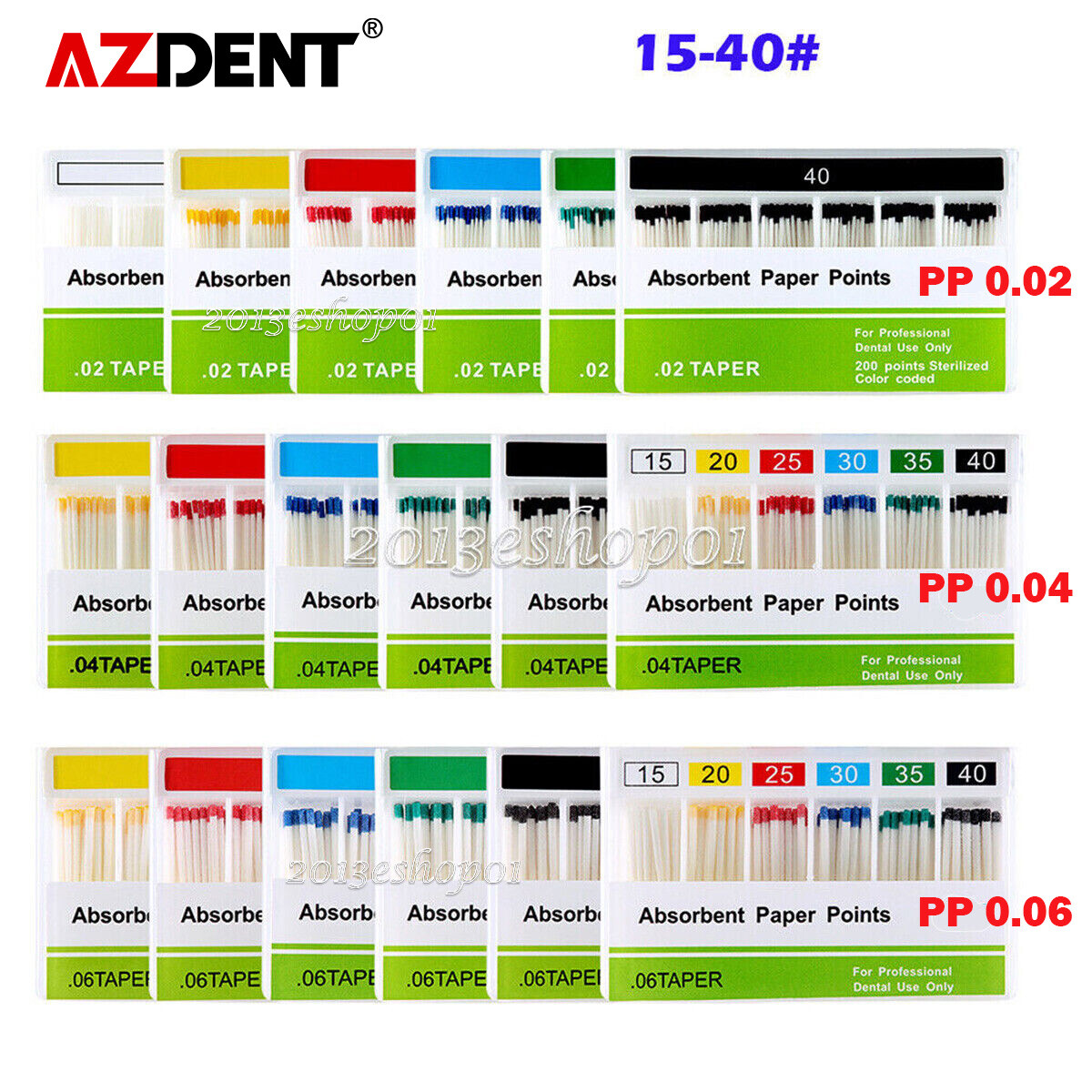Dental Endo Gutta Absorbent Paper Points Fiber Taper PP 0.04/0.06/0.02 15#-40#