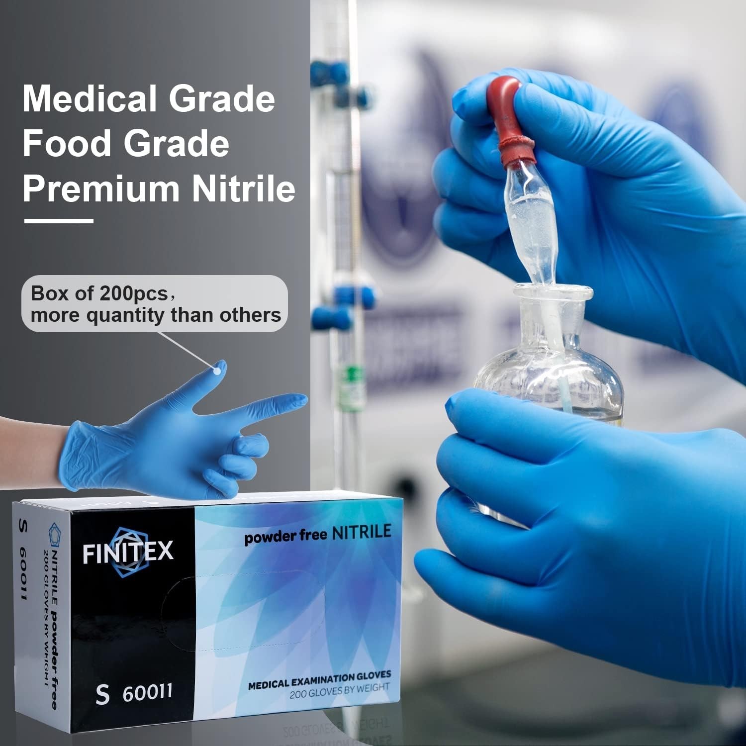 Large Nitrile Exam Gloves – 200 Count Disposable, Latex-Free, Water Resistant