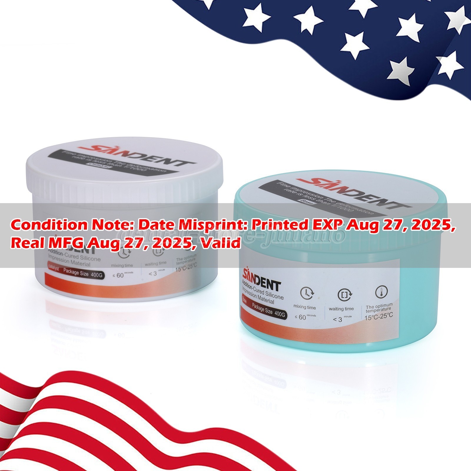 2*Dental Putty PVS VPS Impression Material Base Fast Set 400g Base+400g Catalyst