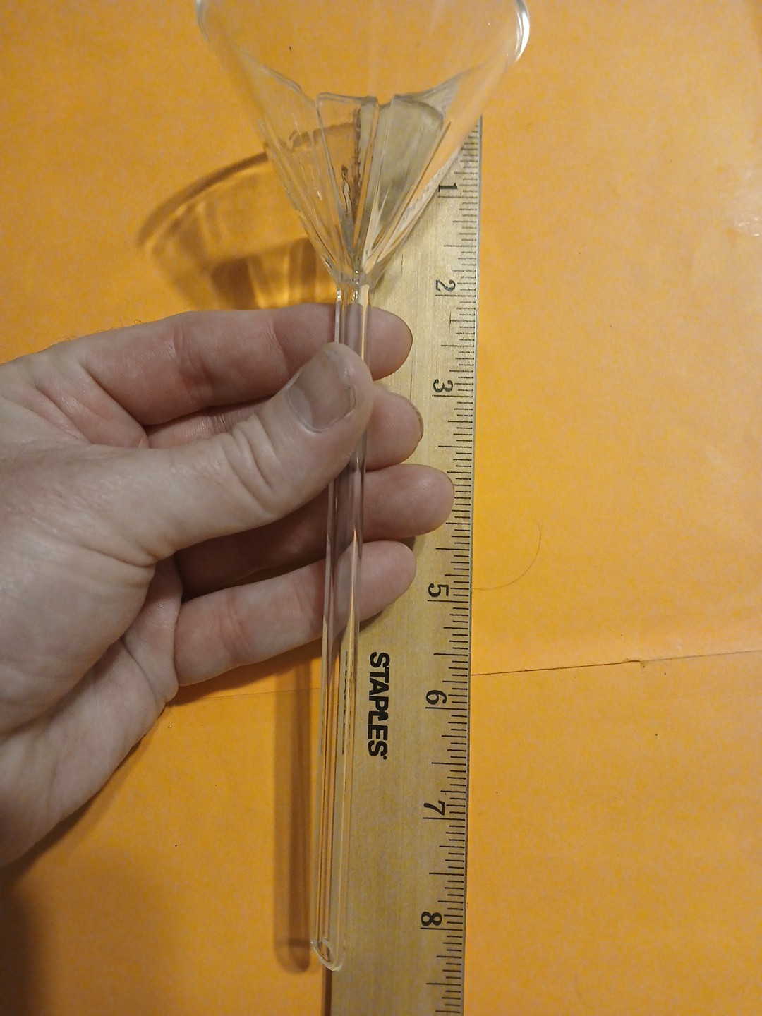 Pyrex Glass 60° Angle Fluted Filling Funnel, Long Stem, 65mm ID, Lab Glassware