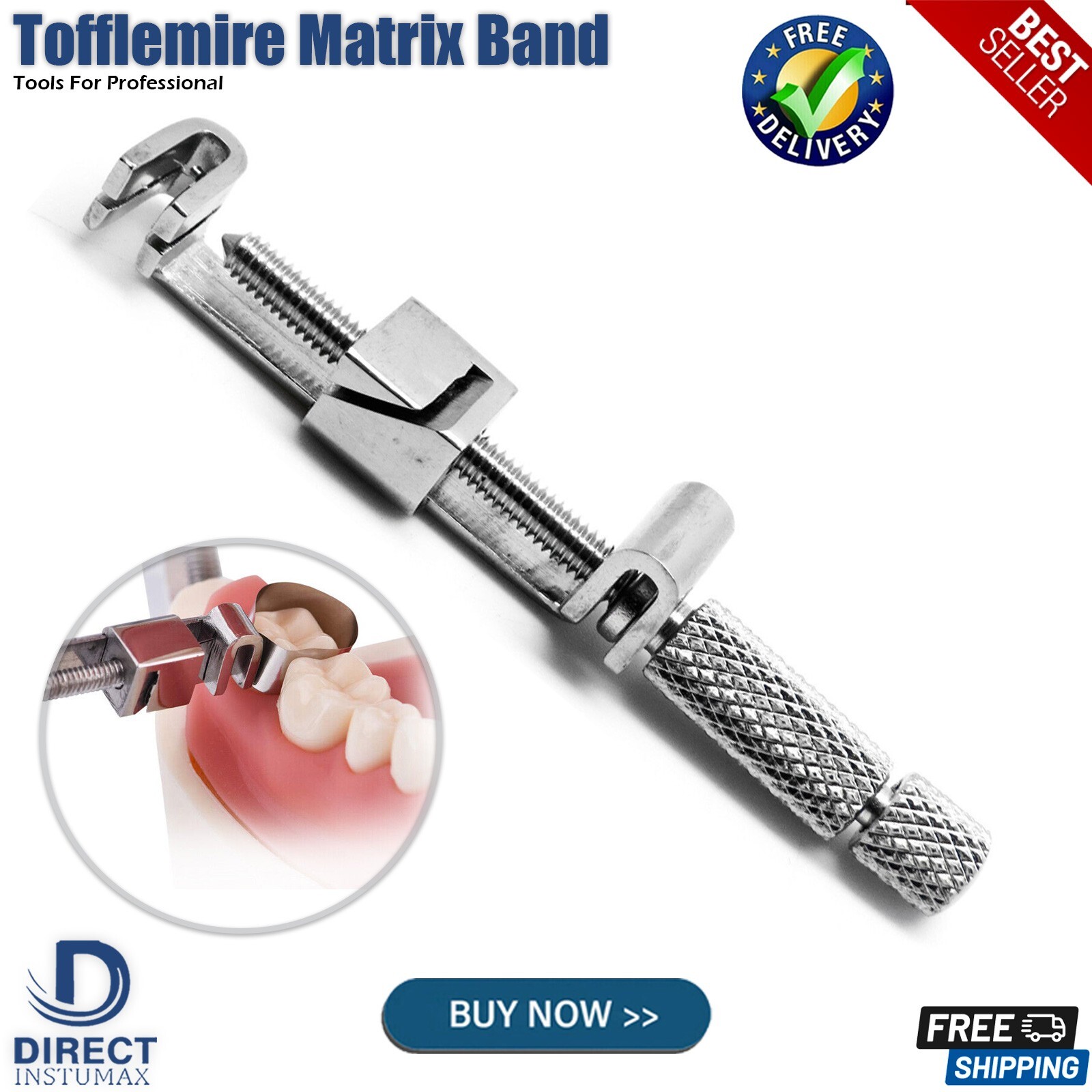 Universal Tofflemire Matrix Band Straight Retainers Stuck Clip Dental Instrument