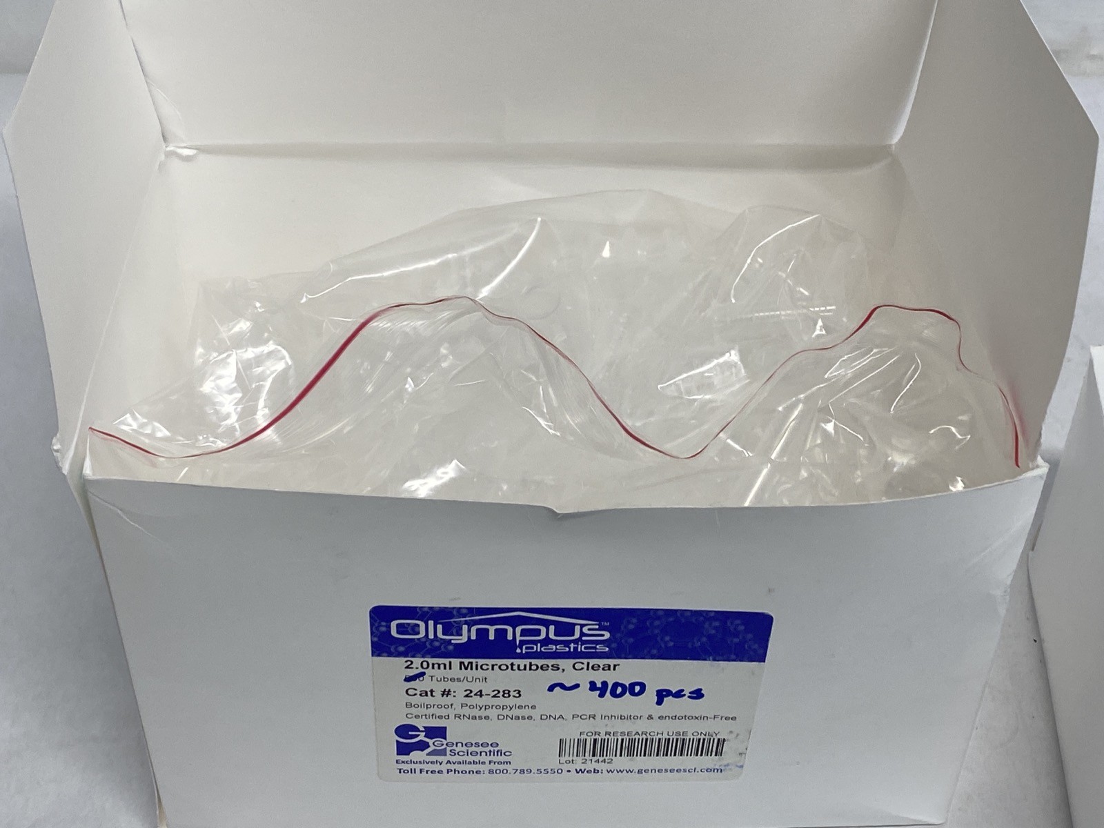(600) OLYMPUS 2mL Premium PP Clear Microcentrifuge MicroTubes w/Snap Cap 24-283