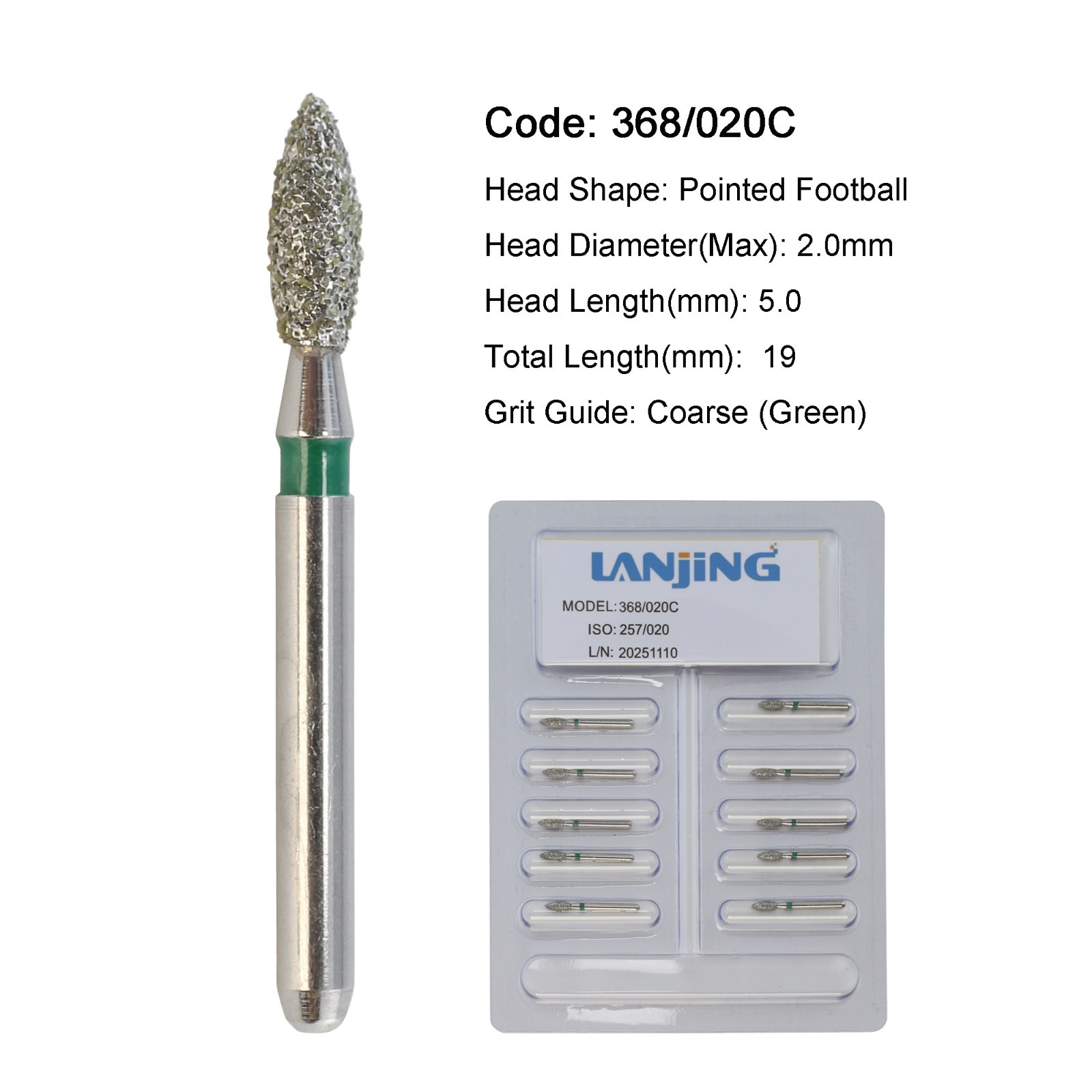 Dental Diamond Burs FG Egg Football Barrel Pear 330 High Speed Friction Grip 379