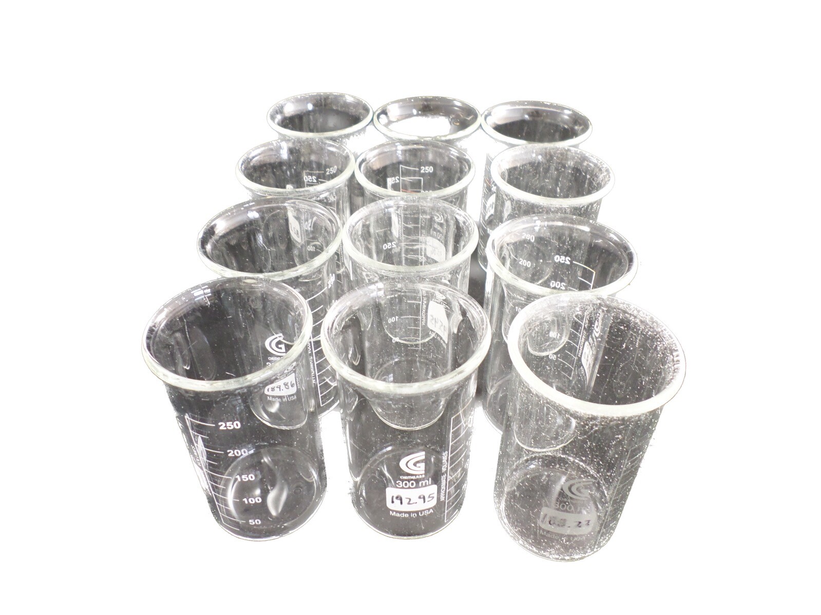 CHEMGLASS Graduated Tall-Form 300mL Berzelius Beakers Without Spout (12/cs)