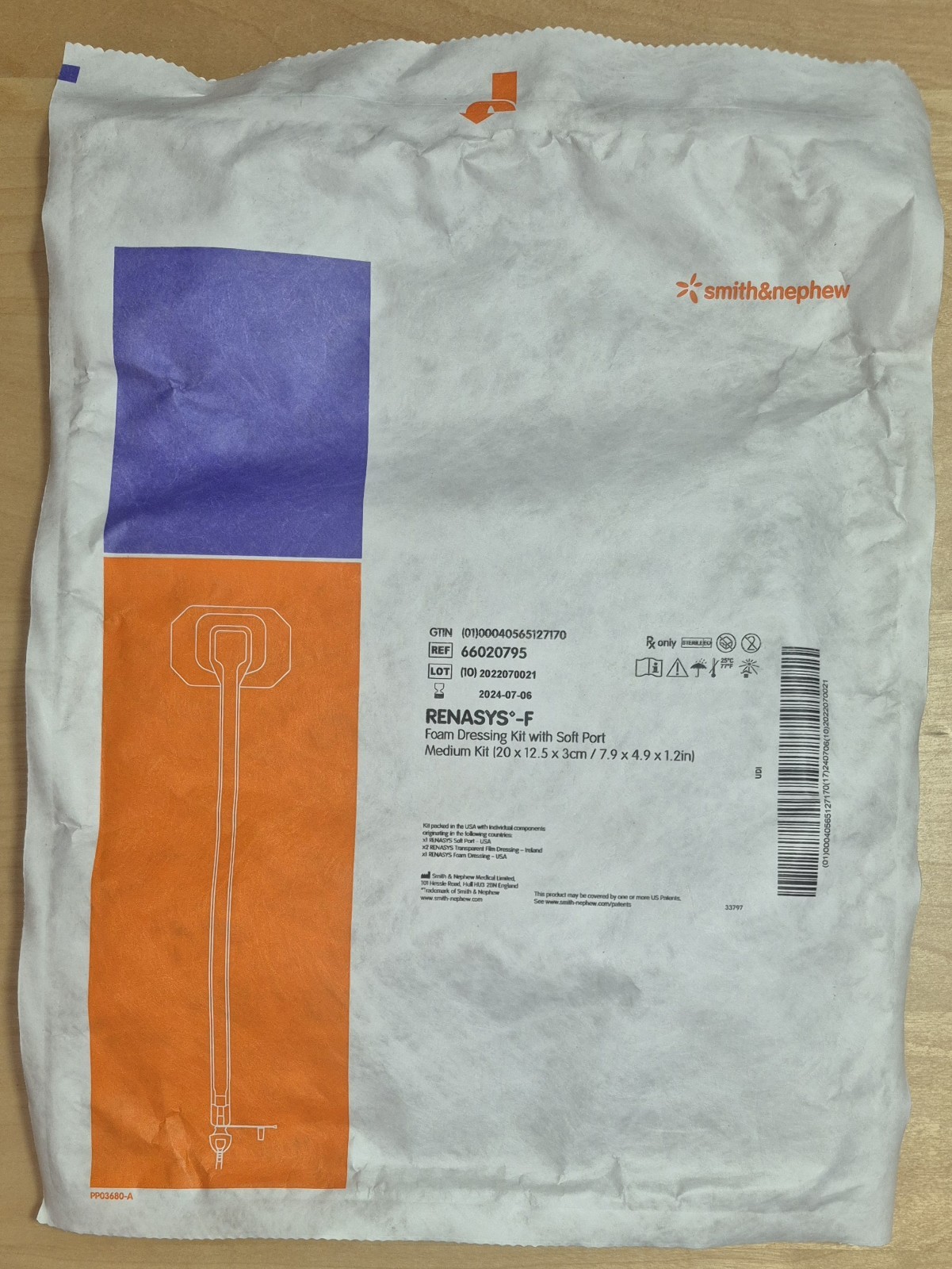 Smith & Nephew RENASYS-F Foam Dressing Kit w/ Soft Port, Wound Care 66020795