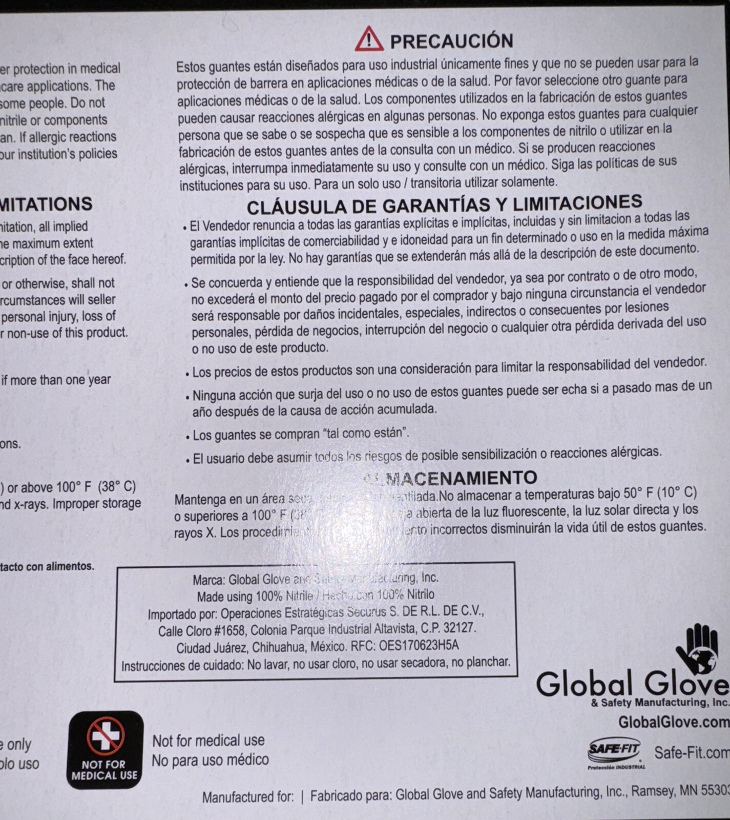 Global Glove 705BPF Black Nitrile PF Rough Finish 9.5” Size: XL (100 CT)
