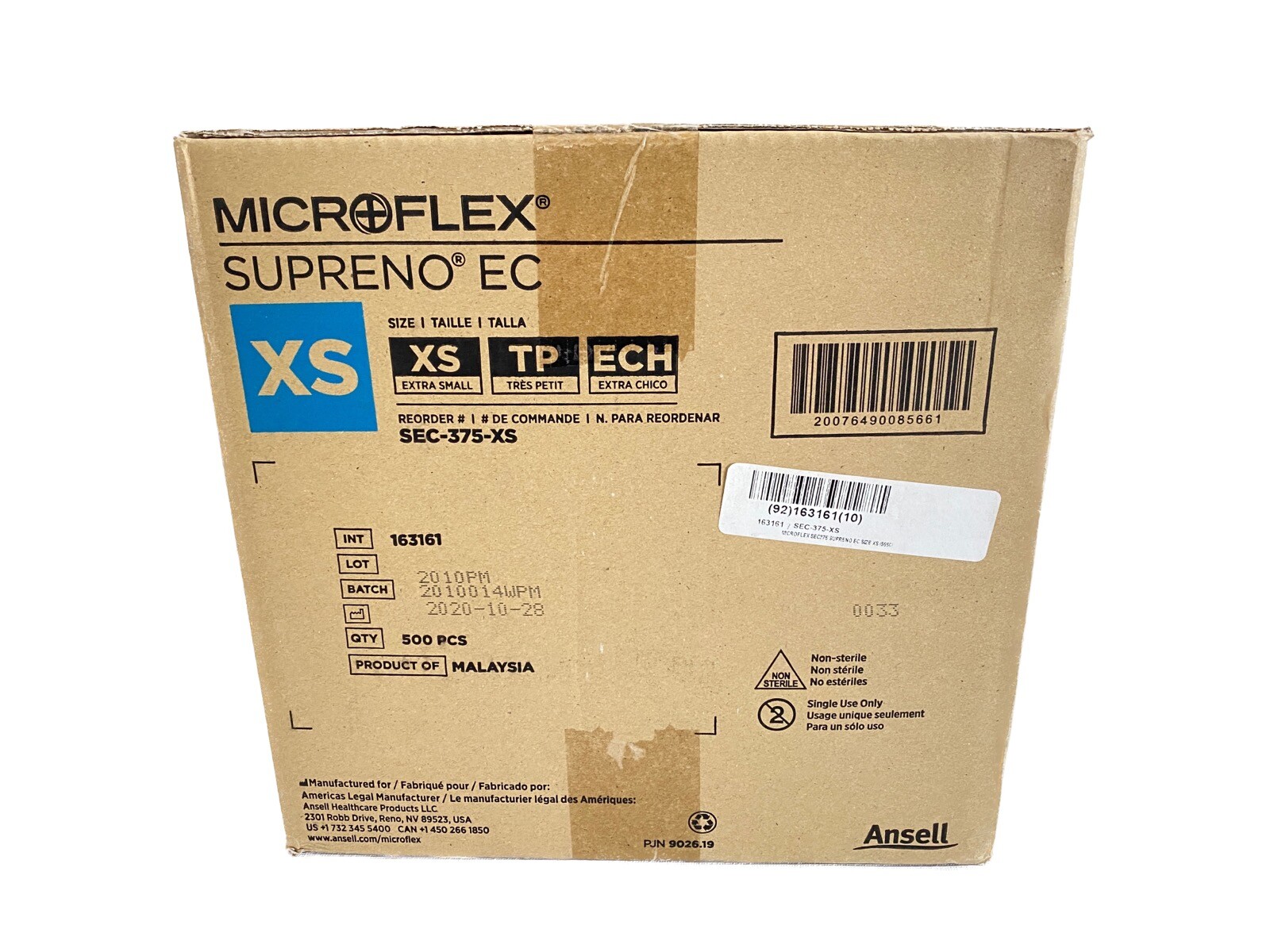 (500/Cs) ANSELL Microflex Supreno EC Nitrile Exam Gloves – XSmall – Violet Blue