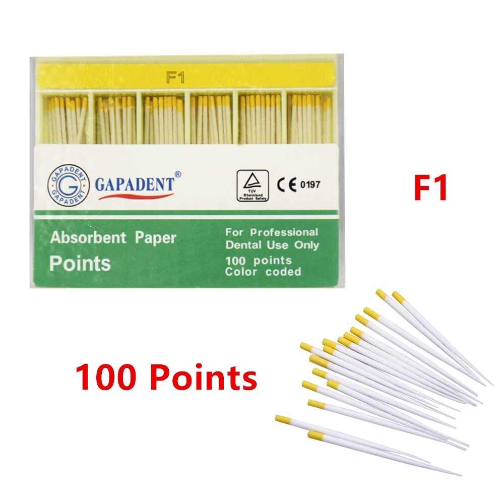 100 Pcs Dental Endodontic Taper Coded F1 Tips Root Canal Absorbent Paper Points